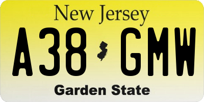 NJ license plate A38GMW