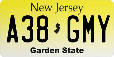 NJ license plate A38GMY