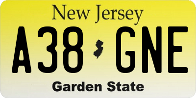 NJ license plate A38GNE