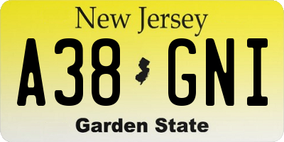 NJ license plate A38GNI
