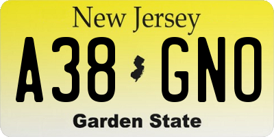 NJ license plate A38GNO