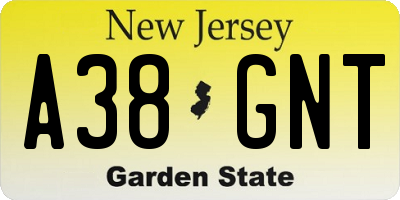 NJ license plate A38GNT