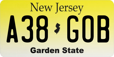 NJ license plate A38GOB