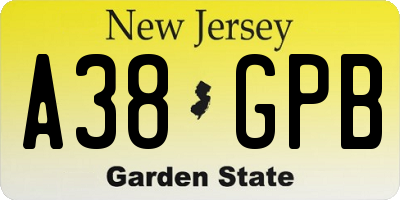 NJ license plate A38GPB