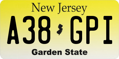 NJ license plate A38GPI