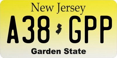 NJ license plate A38GPP