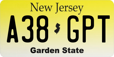 NJ license plate A38GPT