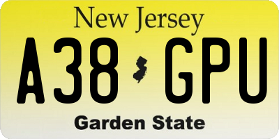 NJ license plate A38GPU