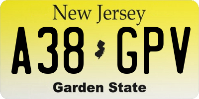 NJ license plate A38GPV