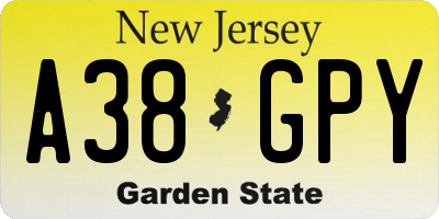 NJ license plate A38GPY