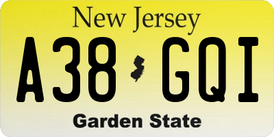 NJ license plate A38GQI
