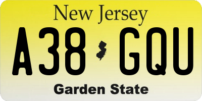 NJ license plate A38GQU