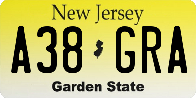 NJ license plate A38GRA