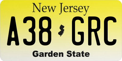 NJ license plate A38GRC