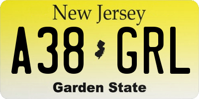 NJ license plate A38GRL