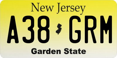 NJ license plate A38GRM