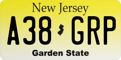 NJ license plate A38GRP