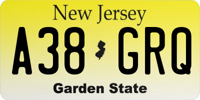 NJ license plate A38GRQ