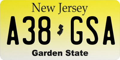 NJ license plate A38GSA