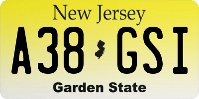 NJ license plate A38GSI