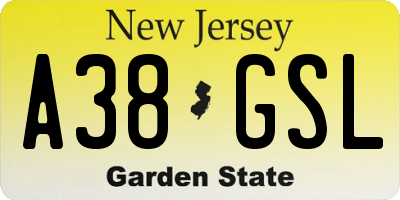 NJ license plate A38GSL