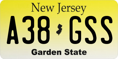 NJ license plate A38GSS