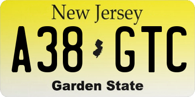 NJ license plate A38GTC