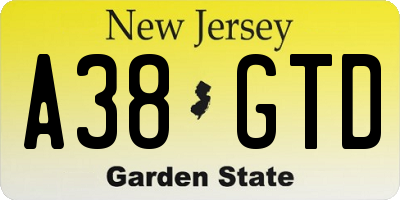 NJ license plate A38GTD