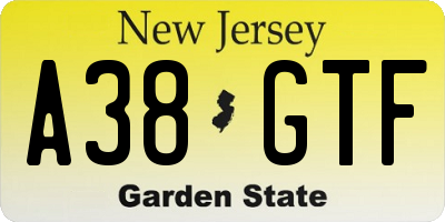 NJ license plate A38GTF