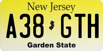 NJ license plate A38GTH