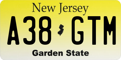 NJ license plate A38GTM
