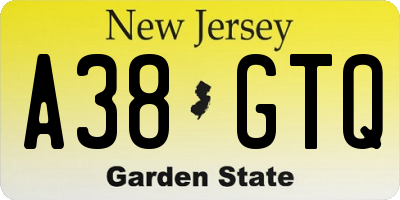 NJ license plate A38GTQ