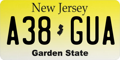 NJ license plate A38GUA