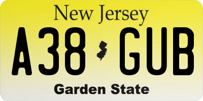 NJ license plate A38GUB