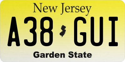 NJ license plate A38GUI