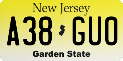 NJ license plate A38GUO