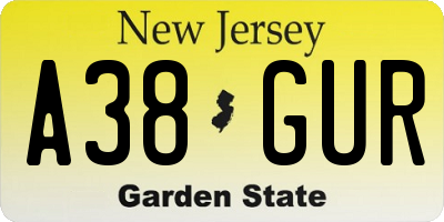 NJ license plate A38GUR