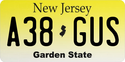 NJ license plate A38GUS