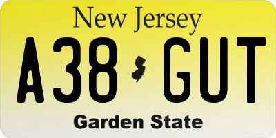 NJ license plate A38GUT