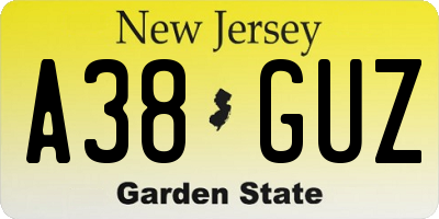 NJ license plate A38GUZ