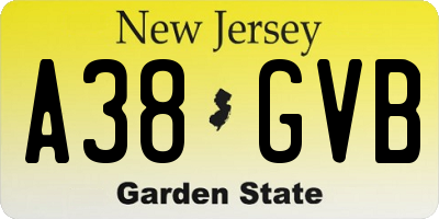 NJ license plate A38GVB
