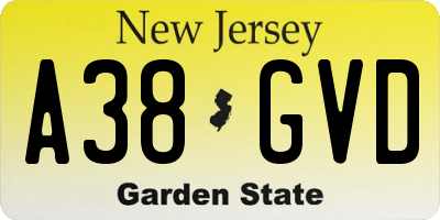 NJ license plate A38GVD