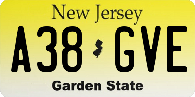 NJ license plate A38GVE