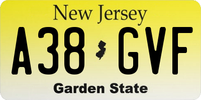 NJ license plate A38GVF