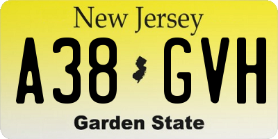 NJ license plate A38GVH
