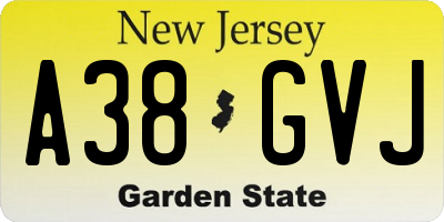 NJ license plate A38GVJ