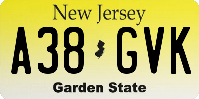 NJ license plate A38GVK