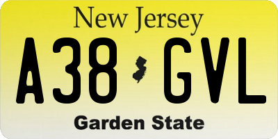 NJ license plate A38GVL