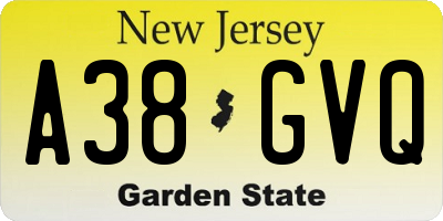 NJ license plate A38GVQ