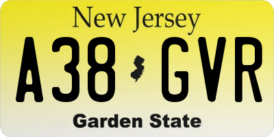 NJ license plate A38GVR
